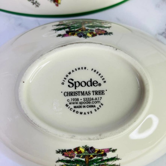 Spode Christmas Tree Set of 2 Oval Nesting Bowls Nuts Candy Snacks 7" 6" - Picture 4 of 6